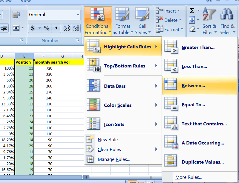 conditional formating